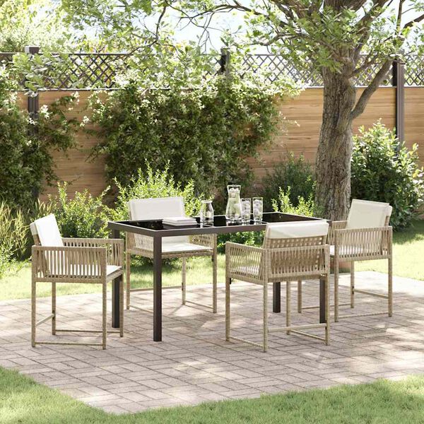vidaXL Set da Pranzo per Giardino 5 pcs Beige polyrattan