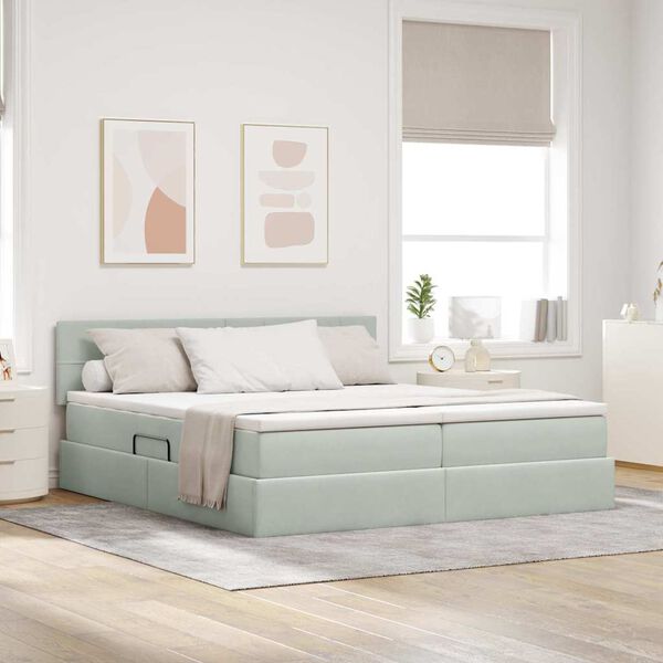 vidaXL Letto con testiera Grigio chiaro 180 x 200 cm Velluto