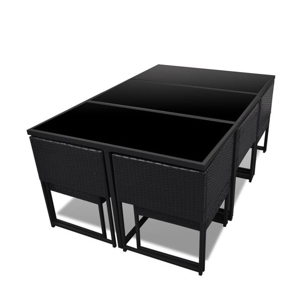 vidaXL Set da Pranzo da Giardino 11 pz con Cuscini in Polyrattan Nero