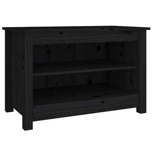 vidaXL Scarpiera Nera 70x38x45,5 cm in Legno Massello di Pino