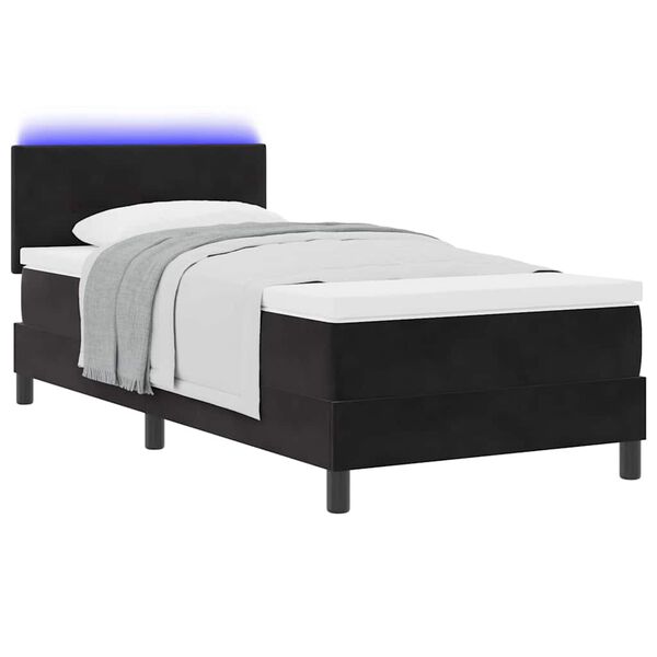 vidaXL Letto a Sorgente LED con materasso Nero 90 x 200 cm Velluto