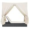 vidaXL Lettino Prendisole con Tetto e Tende Nero in Polyrattan