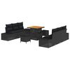 vidaXL Set Divano da Giardino 9 pz 8-Numero di posti Nero Poly Rattan