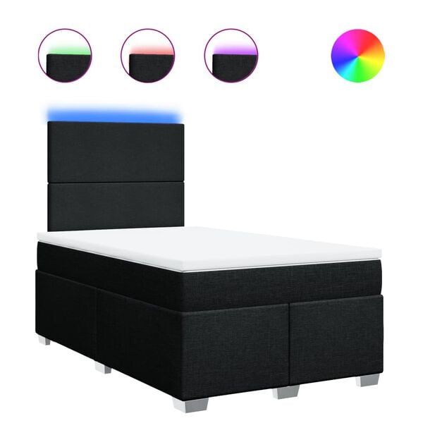 vidaXL Giroletto a Molle con Materasso Nero 120x190 cm in Tessuto