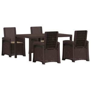 vidaXL Set da Pranzo per Giardino 5 pz Marrone e Tortora PP