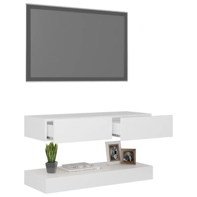 vidaXL Mobile Porta TV con Luci LED Bianco 90x35 cm