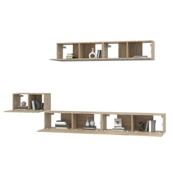 vidaXL Set di Mobili Porta TV 5 pz Rovere Sonoma in Legno Multistrato