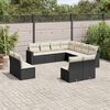 vidaXL Set Divani da Giardino 11 pz con Cuscini in Polyrattan Nero