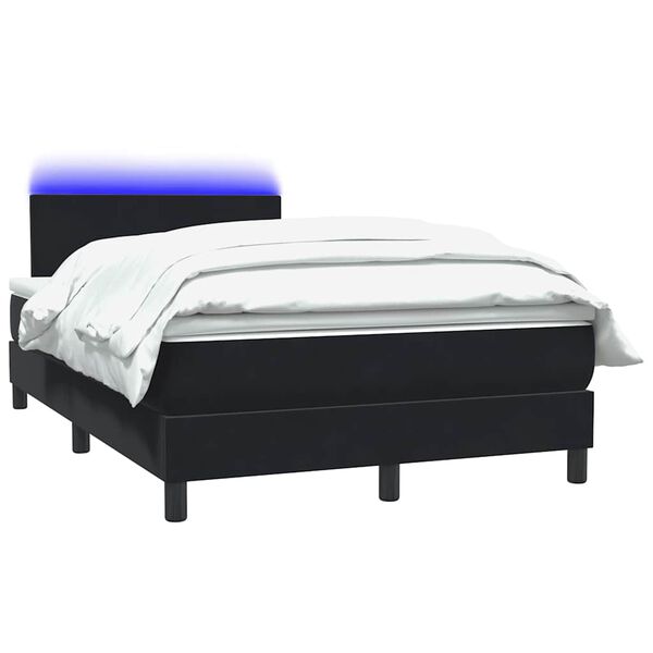 vidaXL Letto a Molle con Materasso e LED Nero 120x210 cm in Velluto