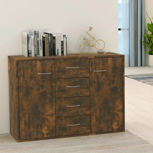 vidaXL Credenza Rovere Fumo 88x30x65 cm in Legno Multistrato