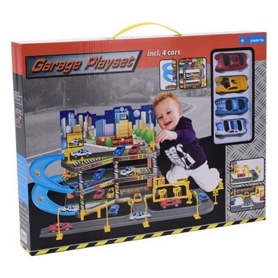 Tender Toys Set Gioco Garage 4 Auto Giocattolo 62x31x33cm Grigio e Blu
