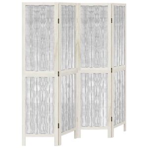 vidaXL Divisorio Ambienti 4Pannelli Bianco Legno Massello di Paulownia