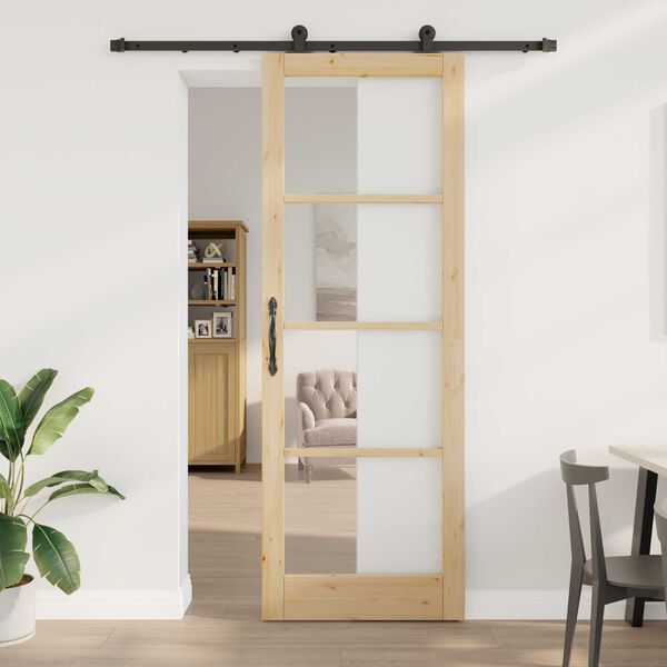vidaXL Porta scorrevole ORKDAL Naturale e Nero 83 x 232 cm