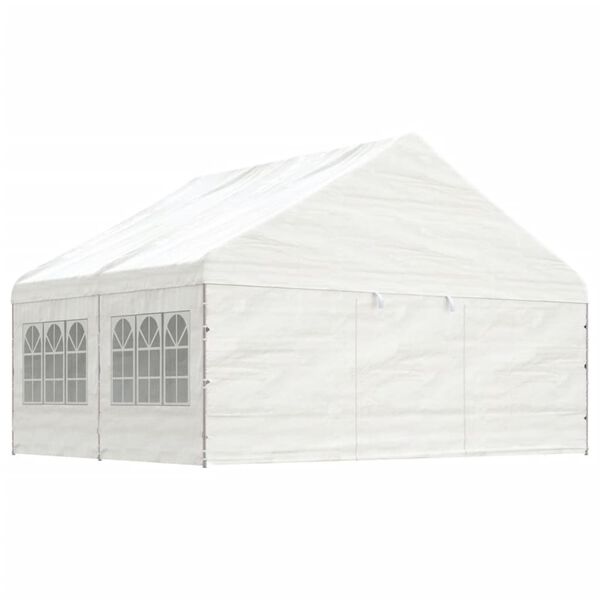 vidaXL Gazebo con Tetto Bianco 4,46x5,88x3,75 m in Polietilene