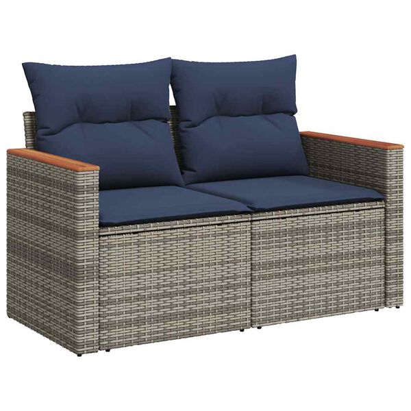vidaXL Set Divano da Giardino 6 pz con Cuscini Grigio in Polyrattan