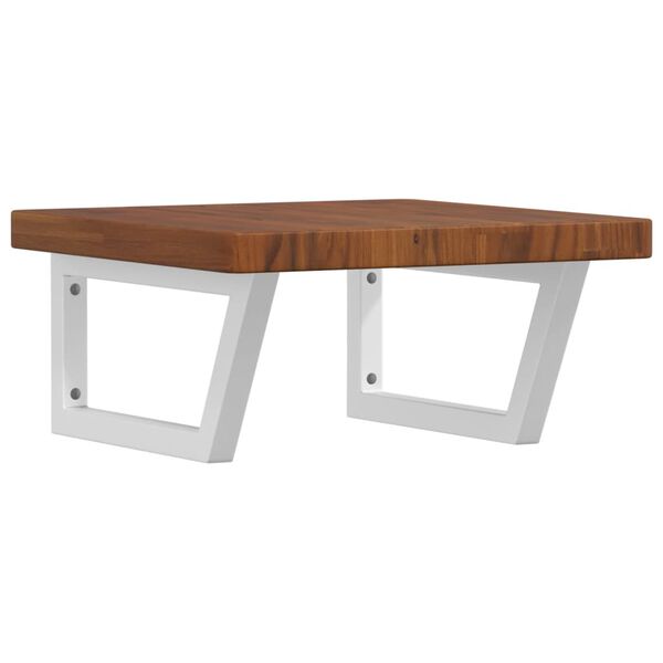 vidaXL Ripiano a Parete per Lavabo in Acciaio e Massello di Rovere