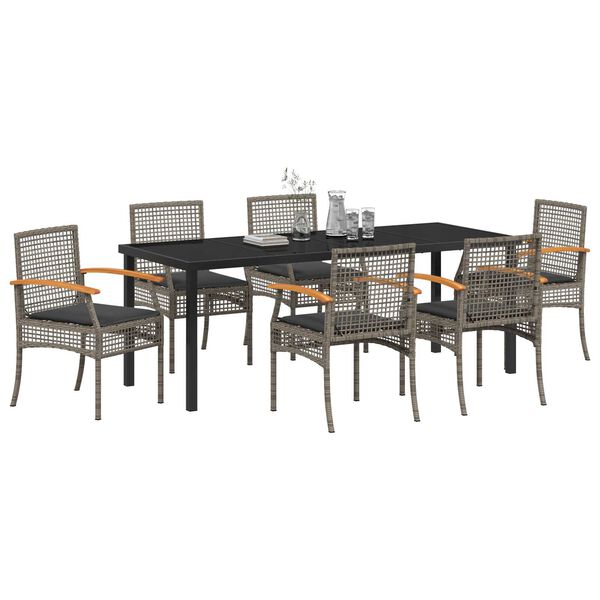 vidaXL Set da Pranzo per Giardino 7 pcs Grigio polyrattan