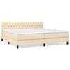vidaXL Giroletto a Molle con Materasso Crema 200x200 cm in Tessuto