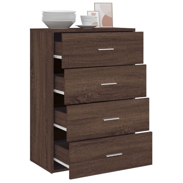 vidaXL Credenza Rovere Marrone 60x31x84 cm in Legno Multistrato