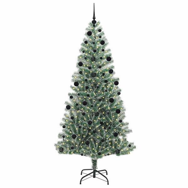 vidaXL Albero di Natale Artificiale Imbiancato con Luci LED 210 cm