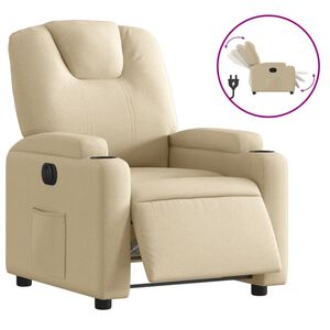vidaXL Poltrona Elettrica Reclinabile Crema in Tessuto
