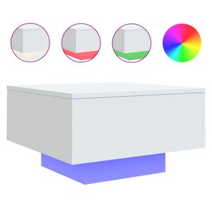 vidaXL Tavolino da Soggiorno con Luci LED Bianco 55x55x31 cm