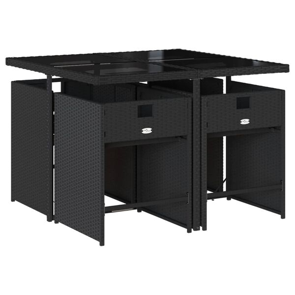 vidaXL Set da Pranzo da Giardino 5 pz Nero con Cuscini in Polyrattan