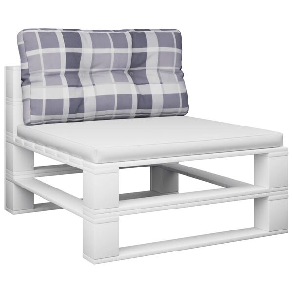 vidaXL Cuscino per Pallet a Quadri Grigi 80x40x12 cm in Tessuto