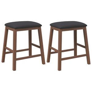 vidaXL Sedie da Bar con Cuscini 2pz Marrone Legno Massello di Hevea