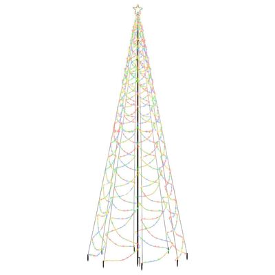 vidaXL Albero di Natale con Palo in Metallo 1400 LED Multicolore 5 m
