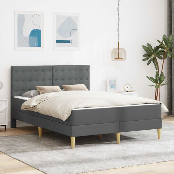 vidaXL Struttura letto con materasso Grigio scuro 120 x 190 cm Tessuto