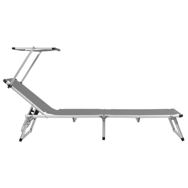 vidaXL Lettino Pieghevole con Tettuccio Alluminio e Textilene Grigio