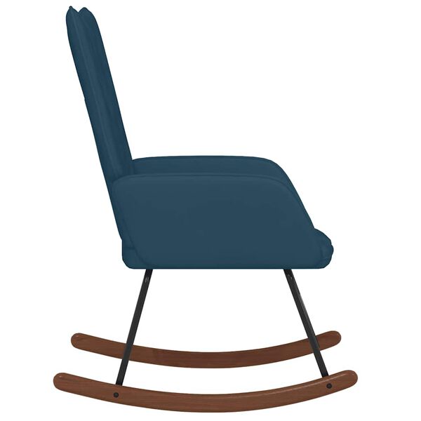 vidaXL Sedia a Dondolo Blu in Velluto