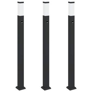 vidaXL Lampioni a paletto con sensore 3 pz 110 cm neri IP44