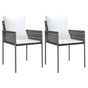 vidaXL Sedie da Giardino con Cuscini 2pz Marroni 54x61x83cm Polyrattan