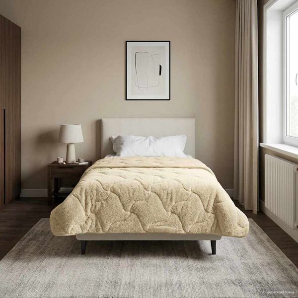 vidaXL Piumone Completo Annuale Trapuntato Crema 155 x 200 cm