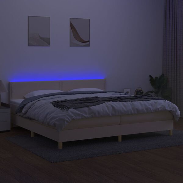 vidaXL Letto a Molle Materasso e LED bianco 200x200cm in Tessuto