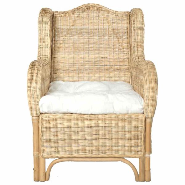vidaXL Poltrona con Cuscino in Rattan Naturale e Lino