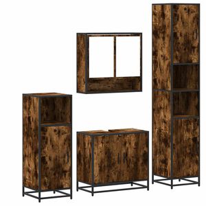 vidaXL Set Mobili da Bagno 4 pz Rovere Fumo in Legno Multistrato