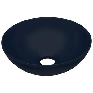 vidaXL Lavandino da Bagno in Ceramica Blu Scuro Rotondo