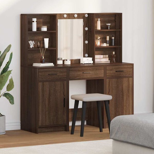 Set da toeletta 3 pezzi vidaXL in legno ingegnerizzato rovere