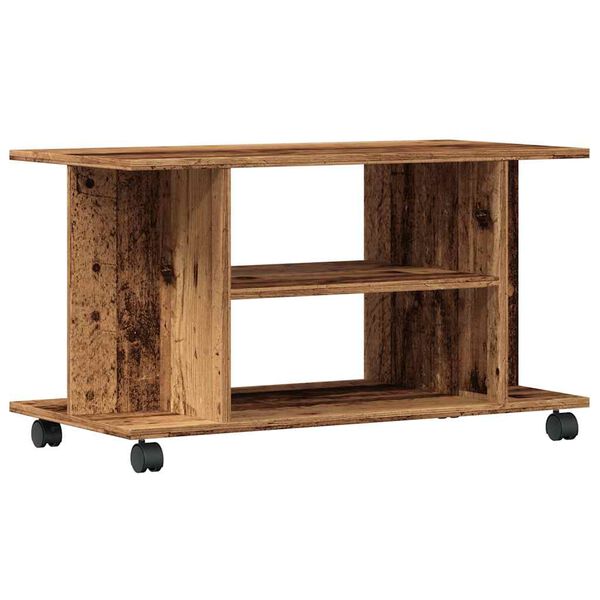 vidaXL Mobile TV con Ruote Legno Antico 80x40x45 cm Legno Multistrato