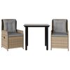 vidaXL Set da Pranzo da Giardino 3 pz con Cuscini Beige in Polyrattan