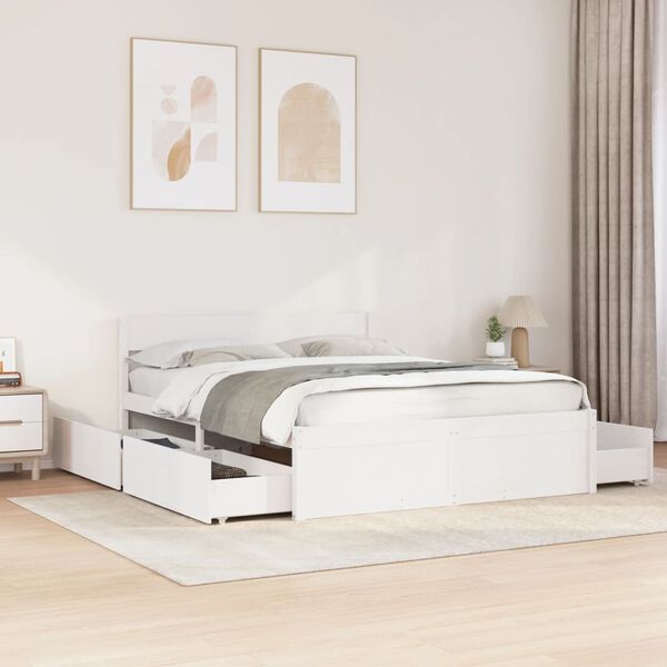 vidaXL Letto senza Materasso Bianco 140x200 cm Legno Massello di Pino