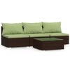 vidaXL Set Mobili da Giardino 4 pz con Cuscini in Polyrattan Marrone