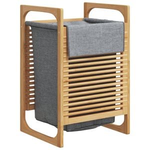 vidaXL Cesto per il Bucato con Borsa Grigia 32x30x36,5 cm in Bamb&ugrave;