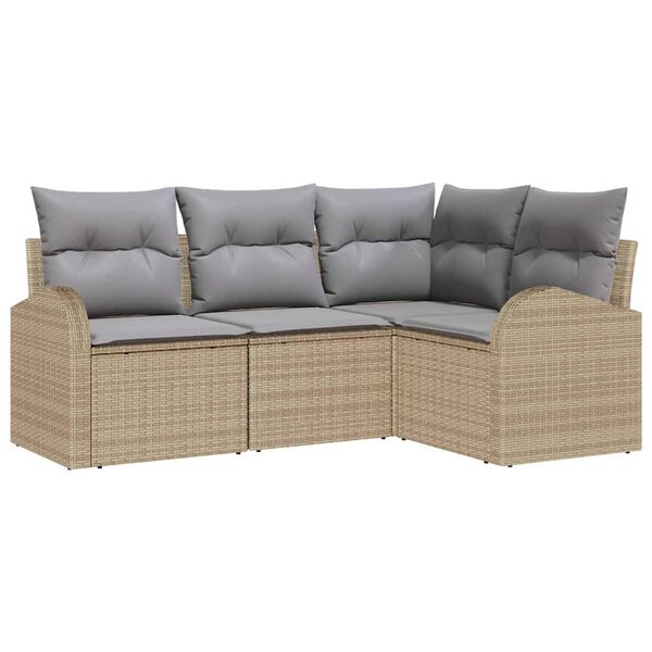 vidaXL Set Divano da Giardino 4 pcs Beige e Grigio Chiaro polyrattan