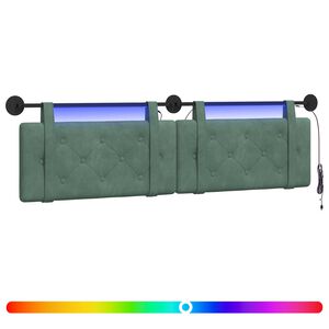 vidaXL Testiera sospesa Con luce LED Verde Mare Velluto