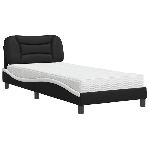 vidaXL Letto con Materasso Hvar Nero e Bianco 80x200 cm in Similpelle