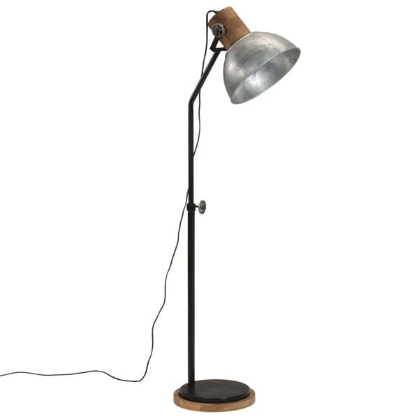 vidaXL Lampada da Terra 25 W Argento Vintage 30x30x100-150 cm E27